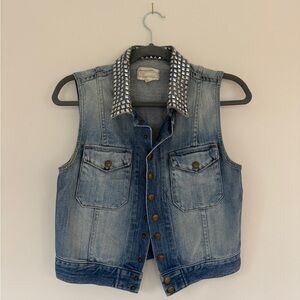 Current/Elliot denim vest with studs, Size 0